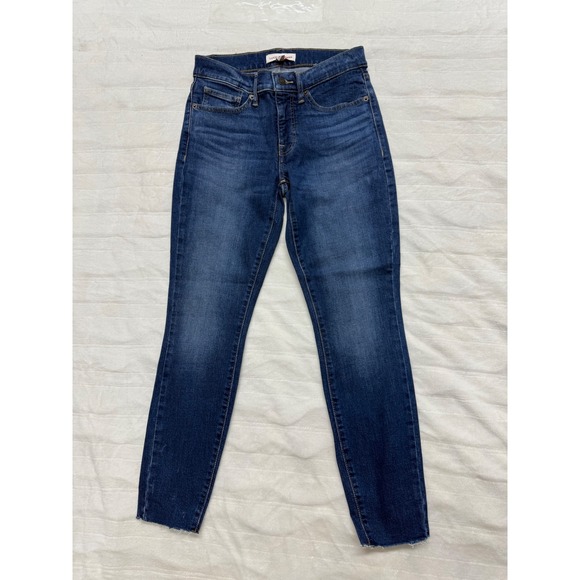 Lucky Brand Denim - Lucky Brand Mid Rise Skinny Jeans Dark Wash Distressed Raw Hem Womens Size 4/27A